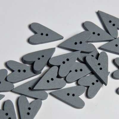 Holzknopf | HERZ | Grau